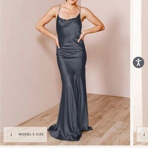 Revelry Kimora black satin dress